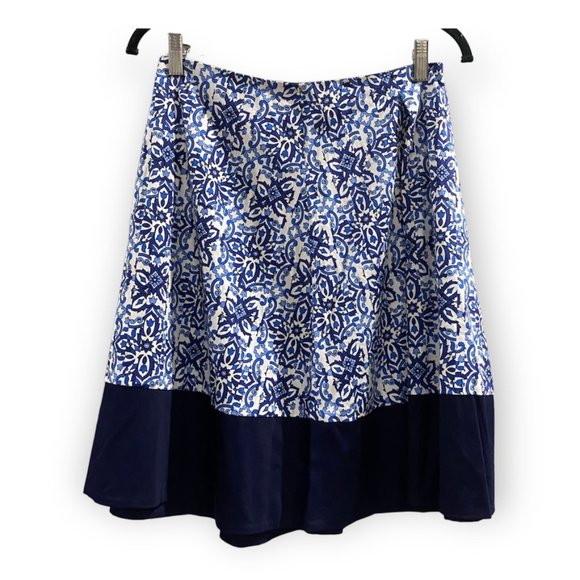 Milly For Design Nation Pleated Floral Skirt Navy Blue Size Small - Picture 1 of 6